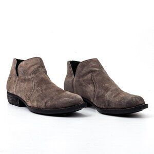 Born Women Kerri Distress Grey Leather Western Zip Ankle boots size 8.5
